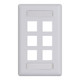 Station ID Faceplate with 6 Ports for EZ®/HD Style in Single Gang - White, Single IC107S06WH Station ID Faceplate with 6 Ports for EZ®/HD Style in Single Gang - White, Single IC107S06WH